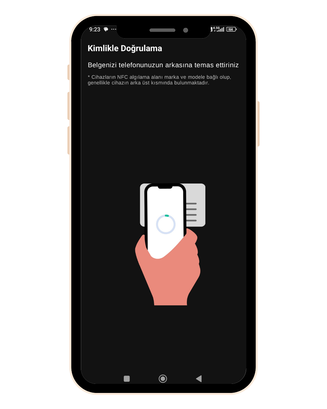 NFC ile kimlik doğrulama ekranı